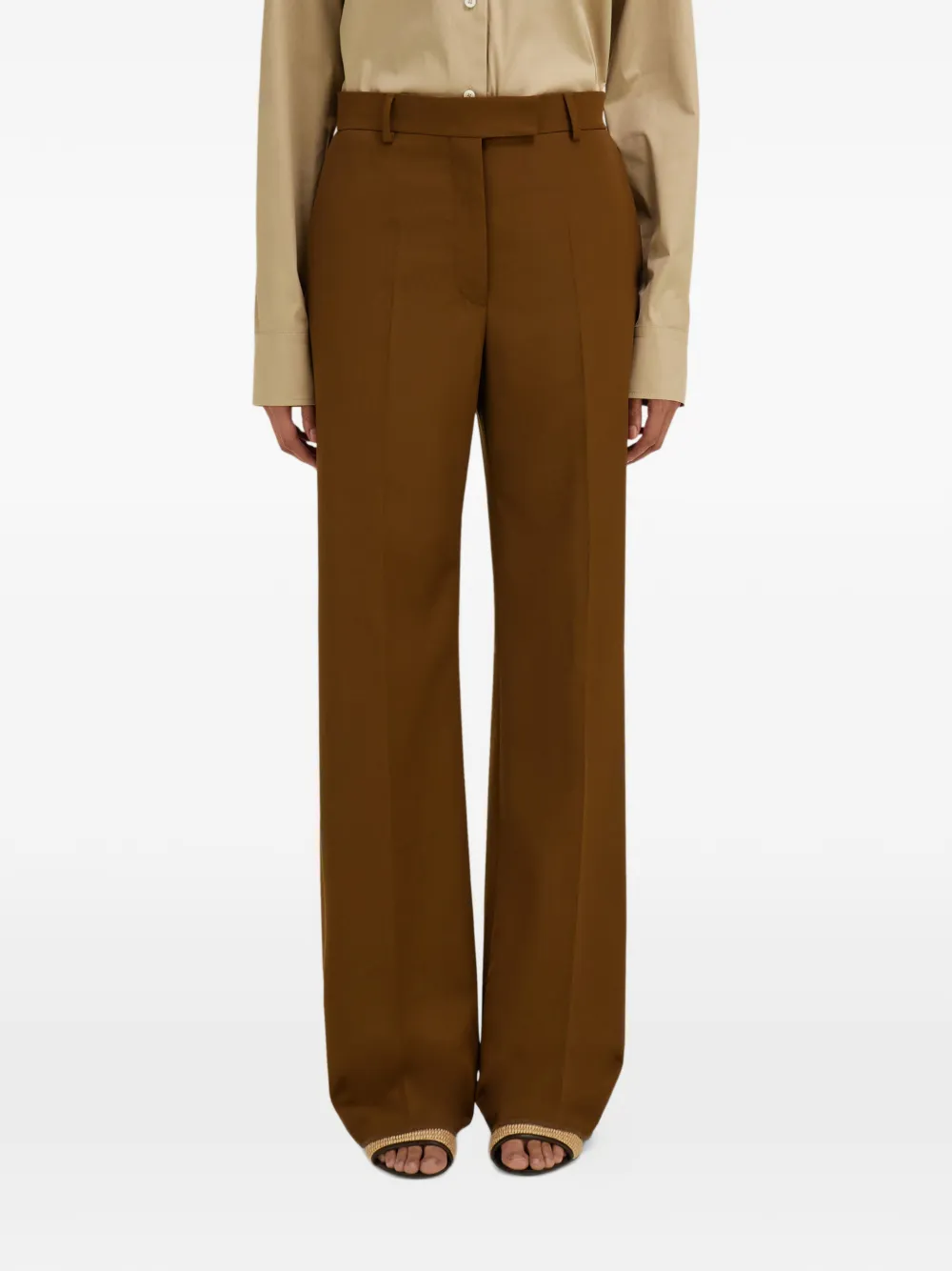 Ferragamo Pantalon met chevron-streep Bruin