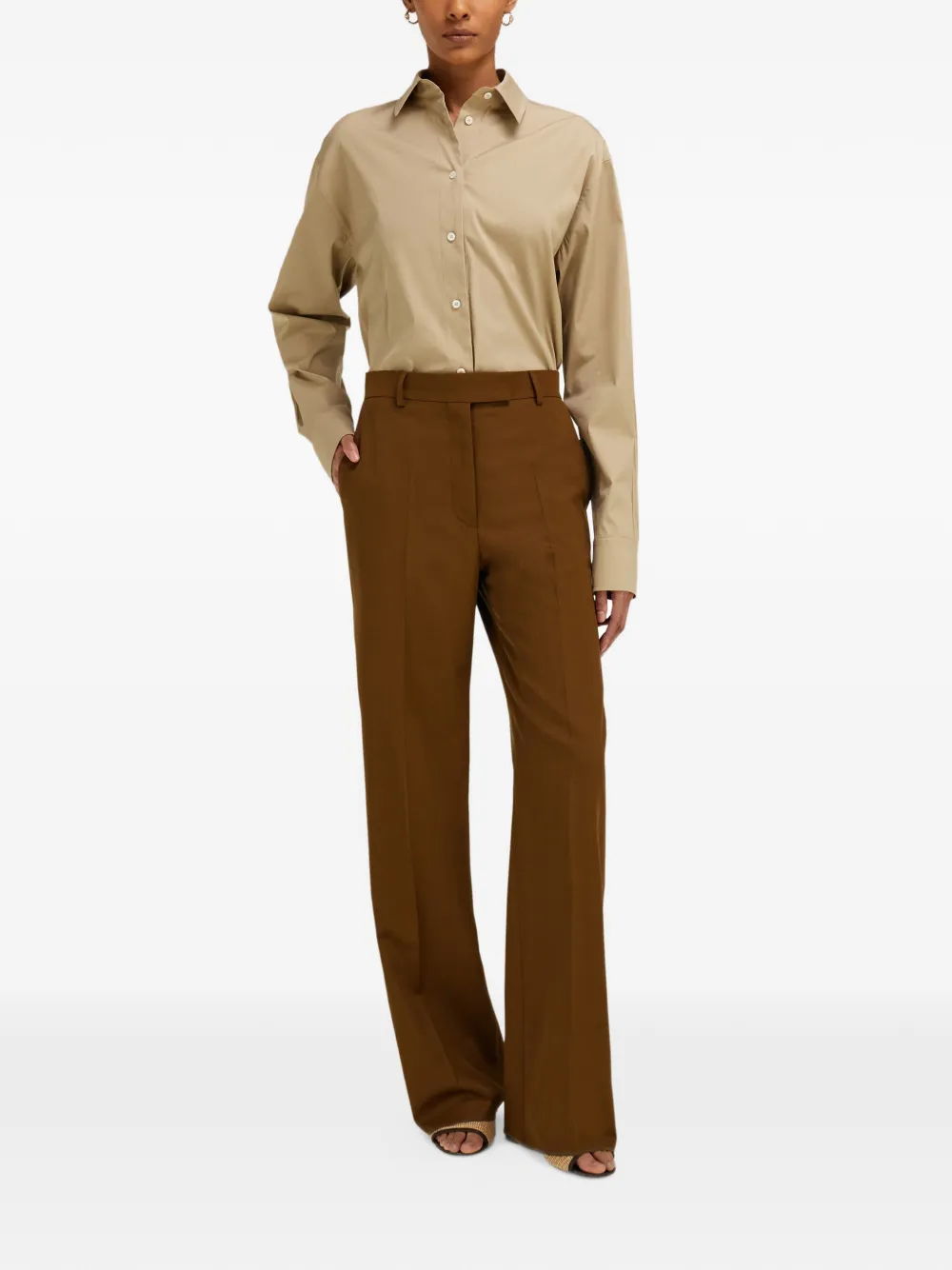 Ferragamo Pantalon met chevron-streep Bruin