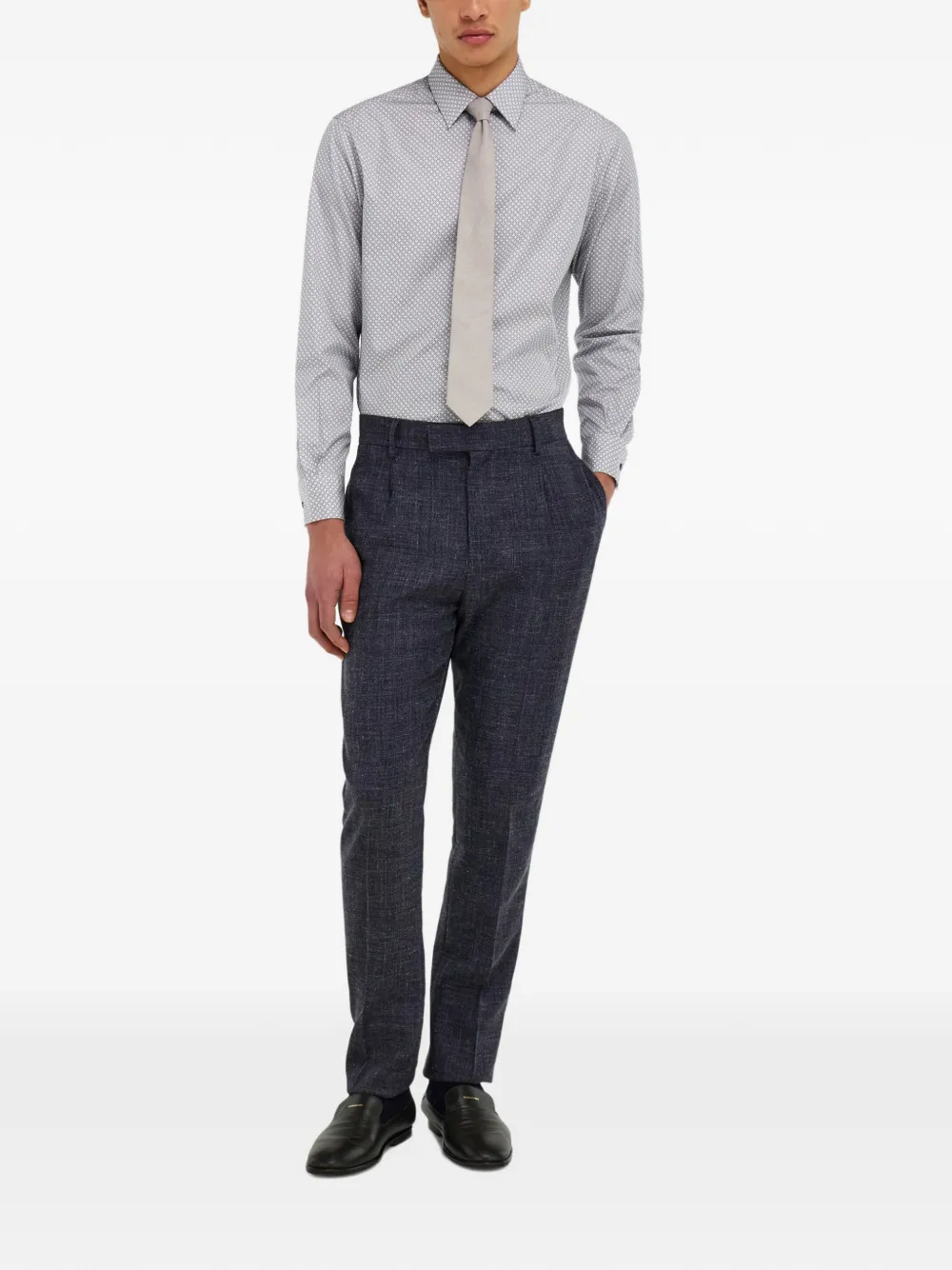 Ferragamo Overhemd met micro patroon Wit