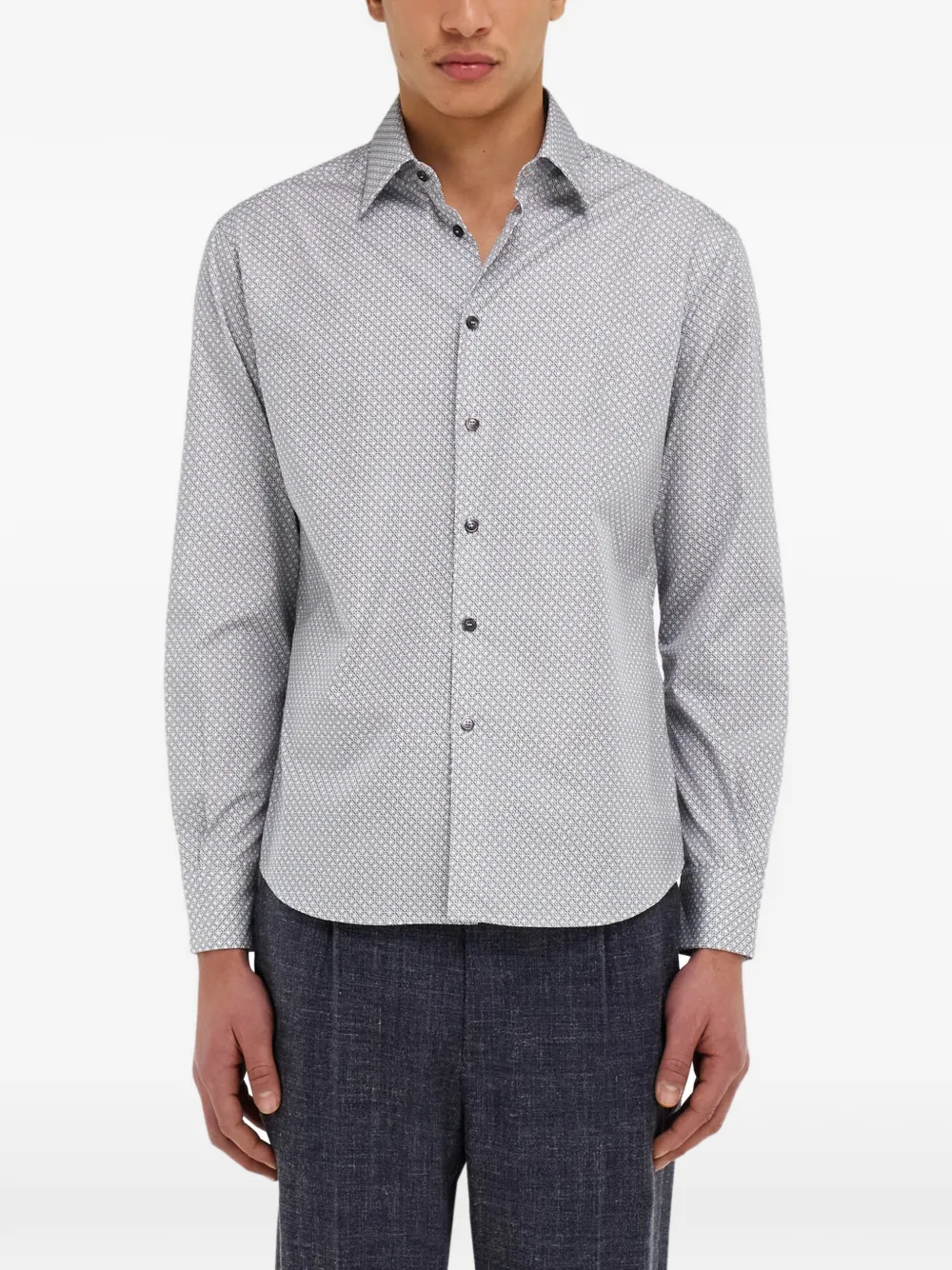 Ferragamo Overhemd met micro patroon Wit