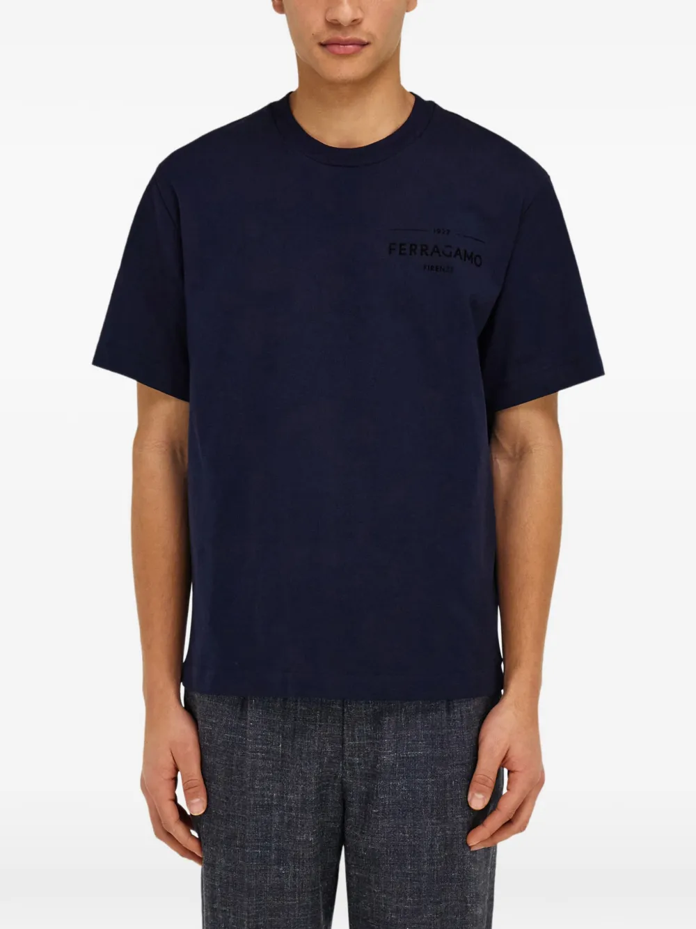 Ferragamo T-shirt met logo Blauw