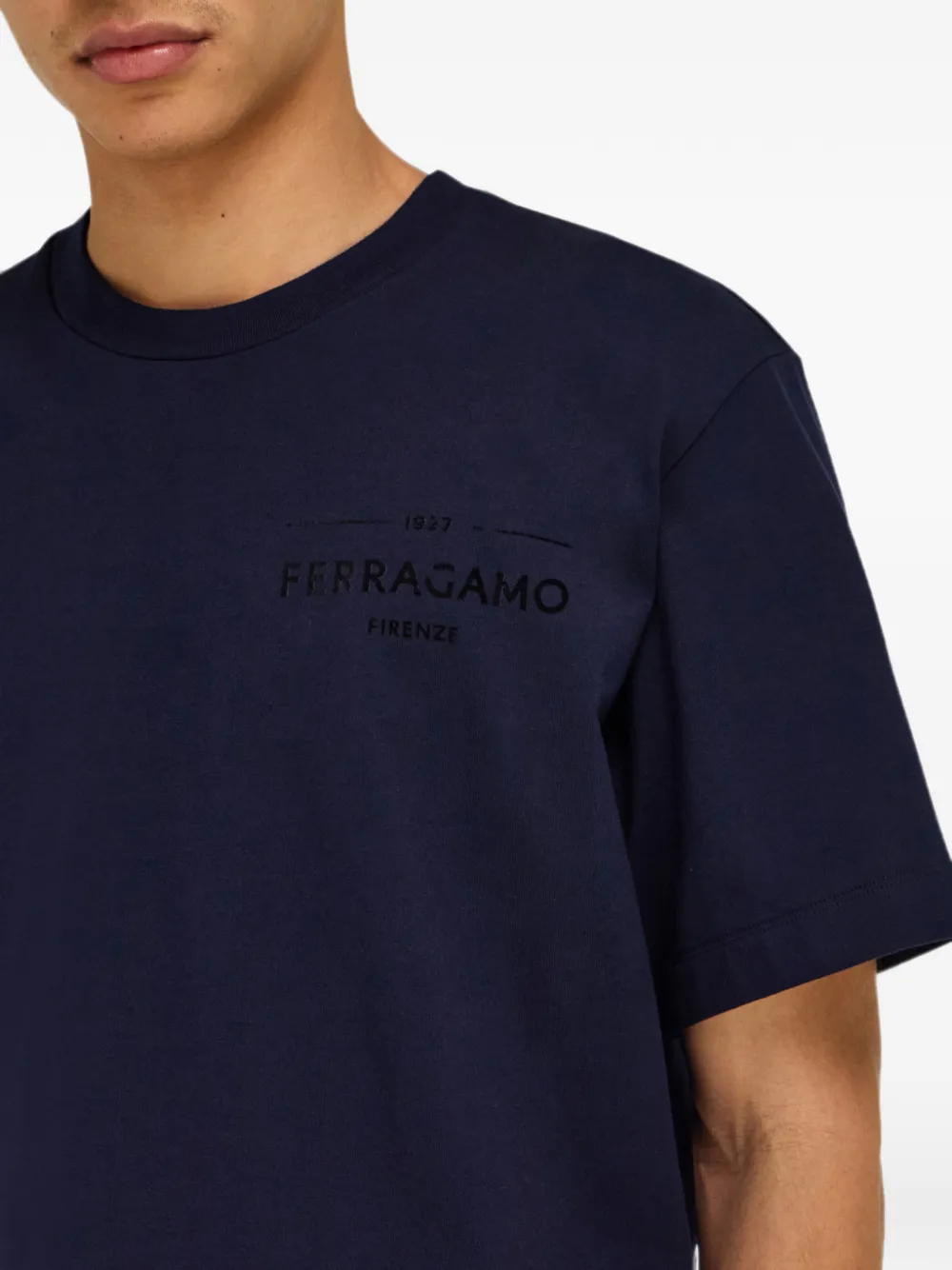 Ferragamo T-shirt met logo Blauw