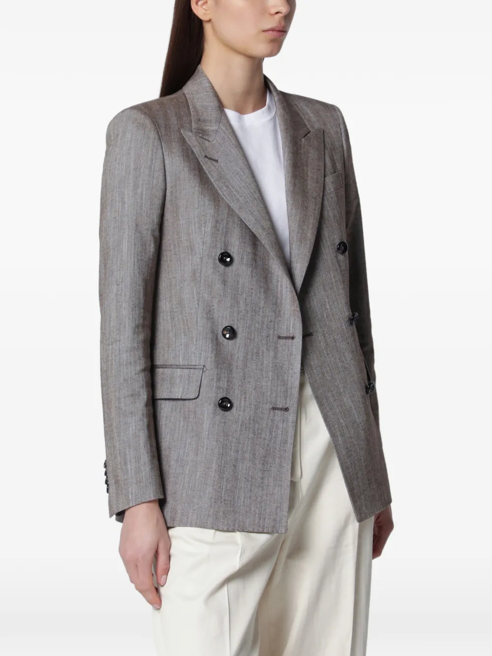 Tagliatore double-breasted peak-lapel blazer - Grigio