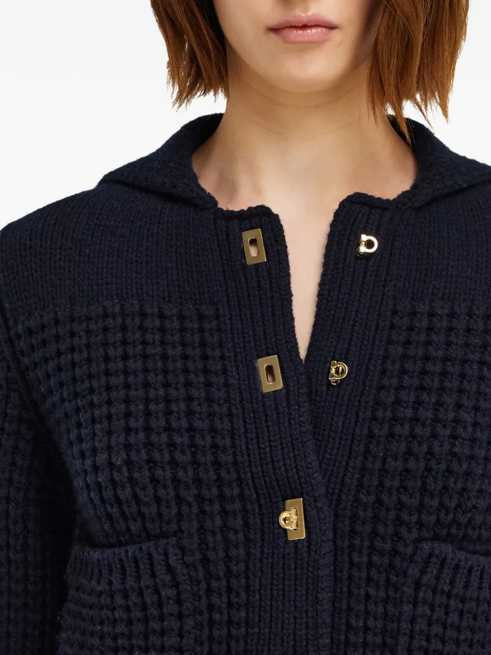 Ferragamo Vest met Gancini-knopen Blauw