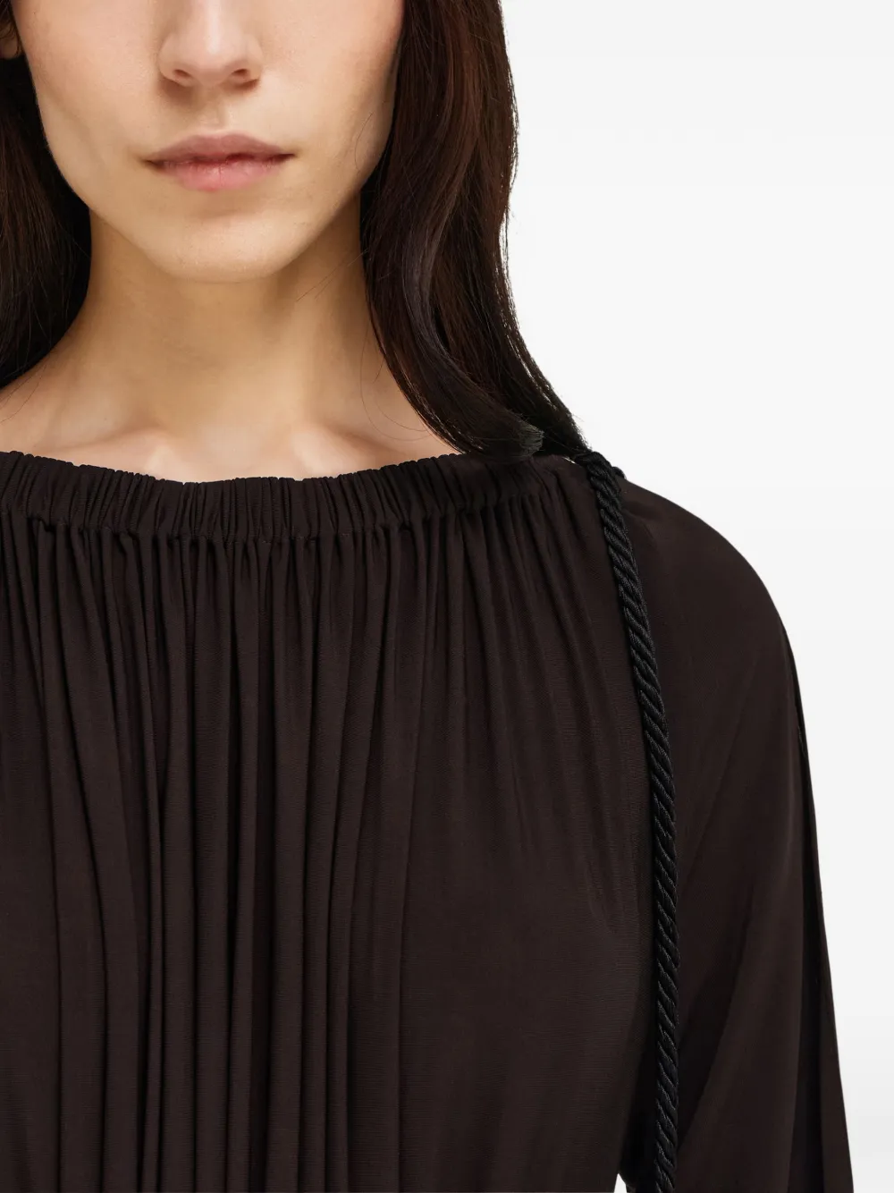 Ferragamo Viscose jurk met gesmockte details Bruin