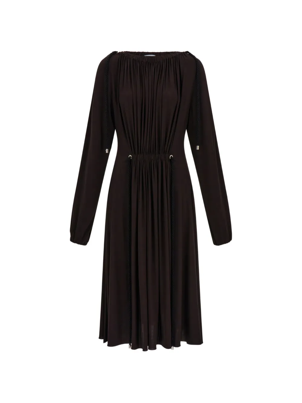 Ferragamo viscose dress with gathered detailing - Braun