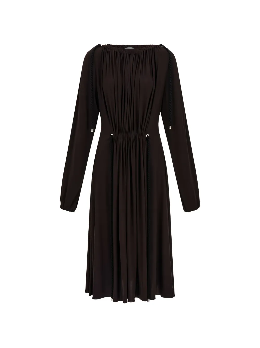 Ferragamo Viscose jurk met gesmockte details Bruin