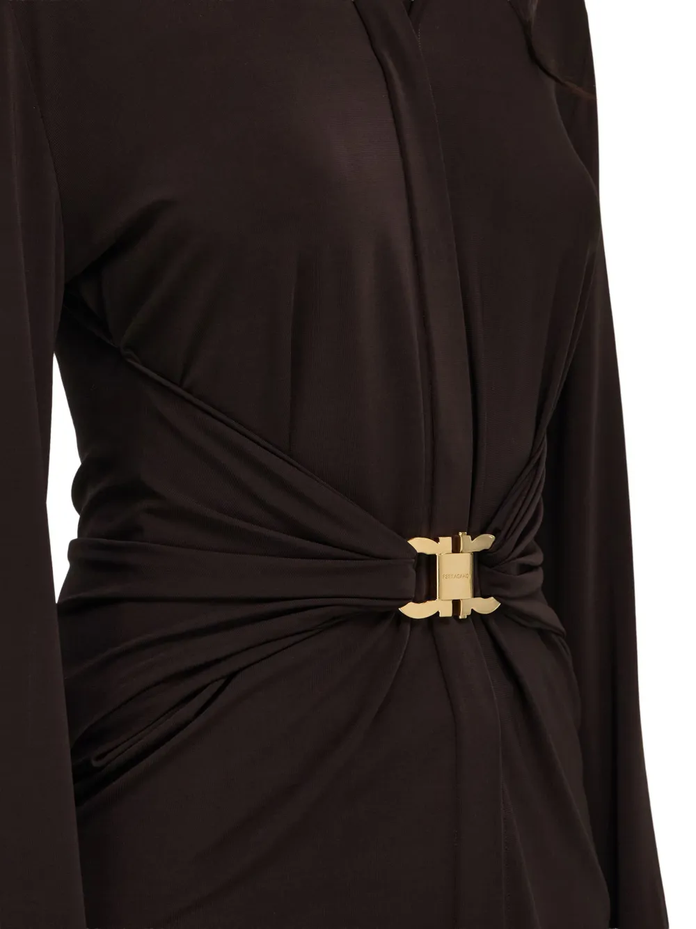 Ferragamo Viscose blouse met gesmockte taille Bruin