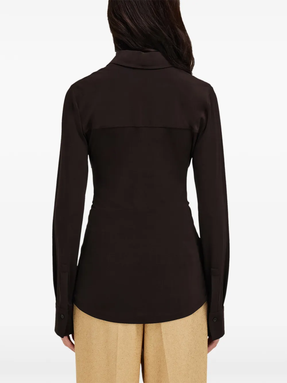 Ferragamo Viscose blouse met gesmockte taille Bruin
