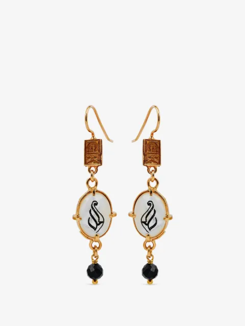 Gem Kingdom hope-engraved mother-of-pearl spinel earrings