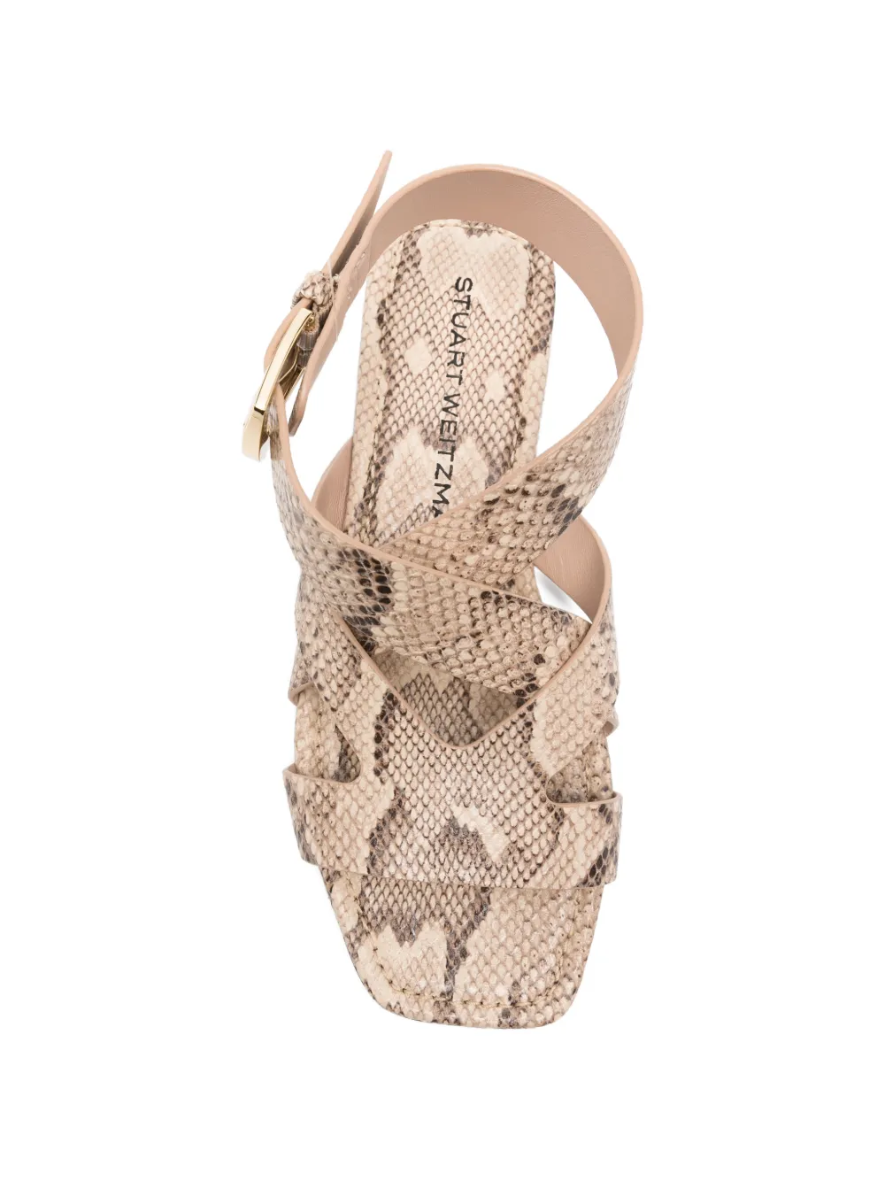 Stuart Weitzman snakeskin-effect buckled sandals Beige