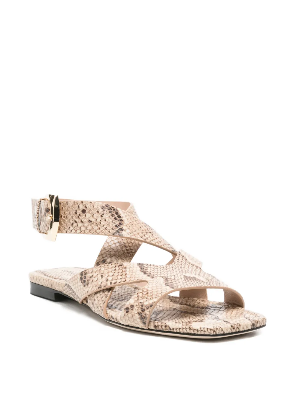 Stuart Weitzman snakeskin-effect buckled sandals Beige
