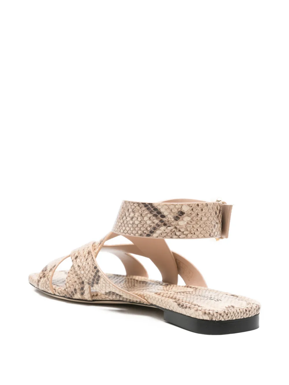 Stuart Weitzman snakeskin-effect buckled sandals Beige