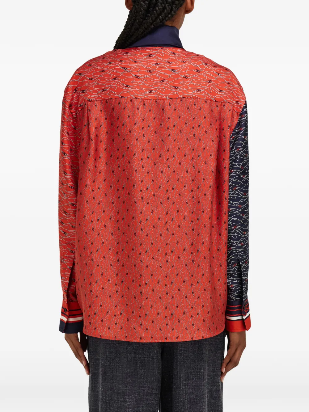 Ferragamo Zijden blouse met bies-detail Blauw