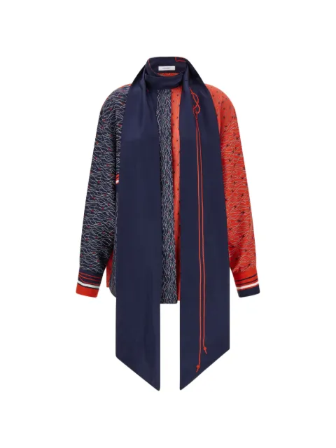 Ferragamo camisa de seda con detalle de babero