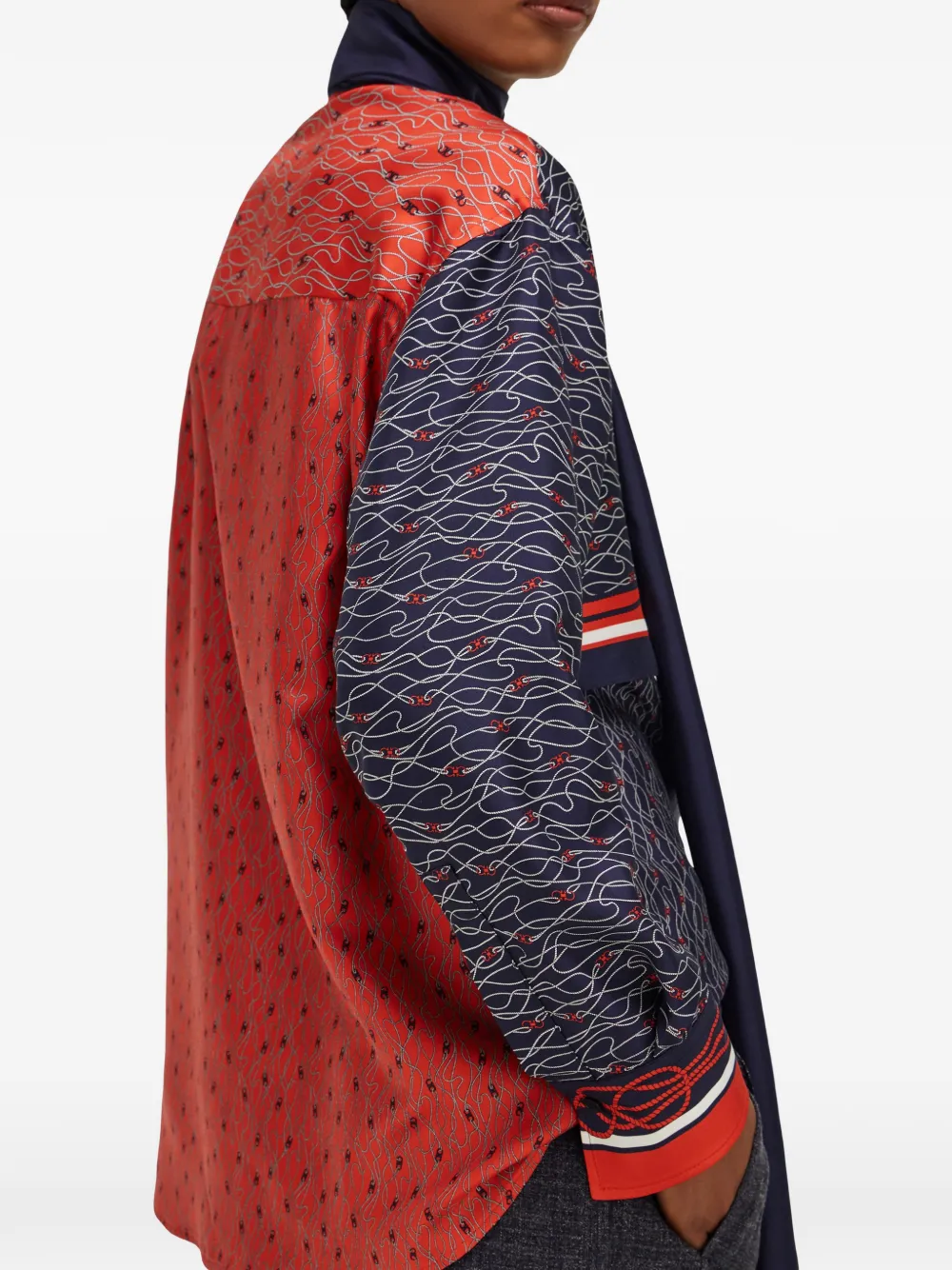 Ferragamo Zijden blouse met bies-detail Blauw