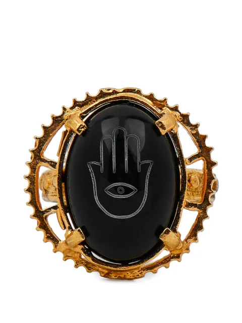 Gem Kingdom Hamsa-engraved onyx ring