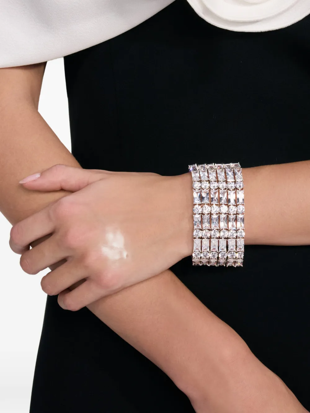 Self-Portrait crystal-embellished bracelet - Argento