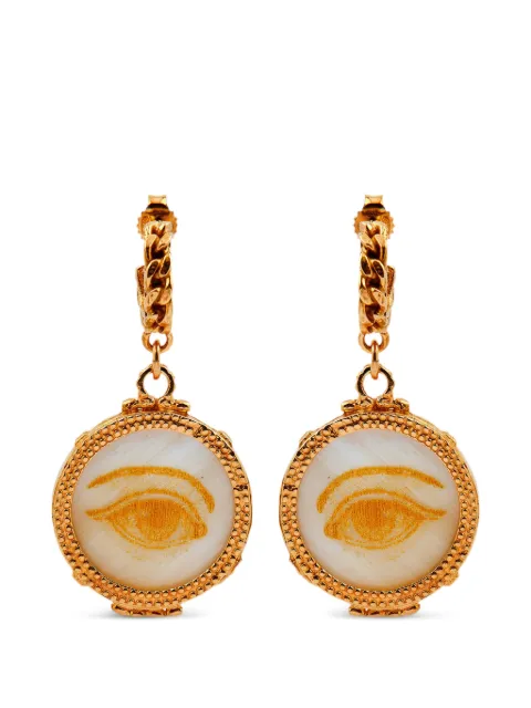 Gem Kingdom Peace engraved horn earrings