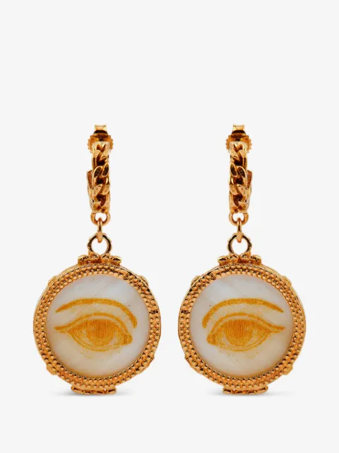 Gem Kingdom Peace engraved horn earrings