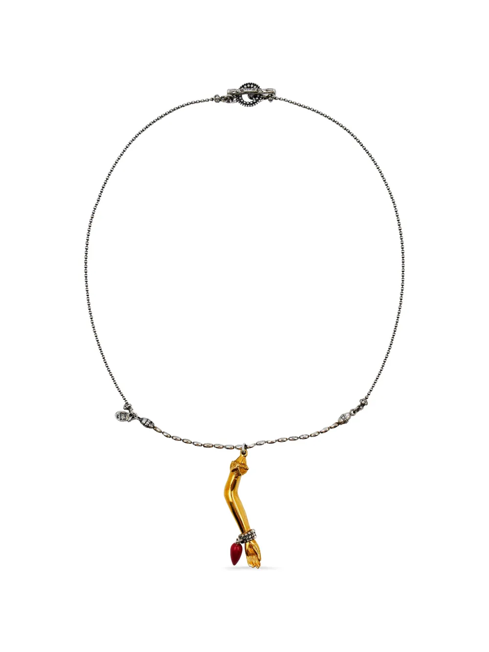 Gem Kingdom arm-motif pendant necklace - Argento