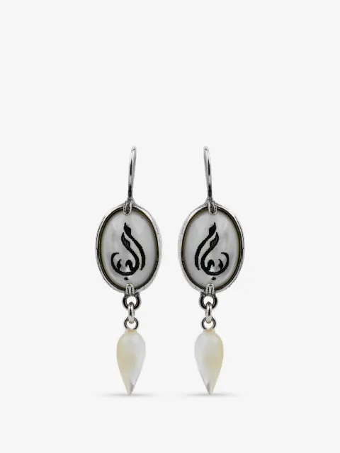 Gem Kingdom engraved mother-of-pearl earrings