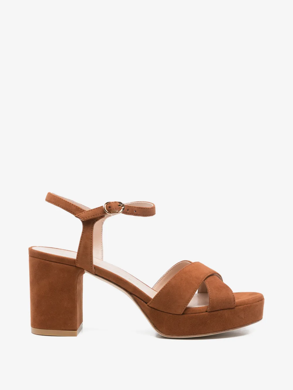 Stuart Weitzman 크로스 스트랩 플랫폼 샌들 | 브라운 | Image 1