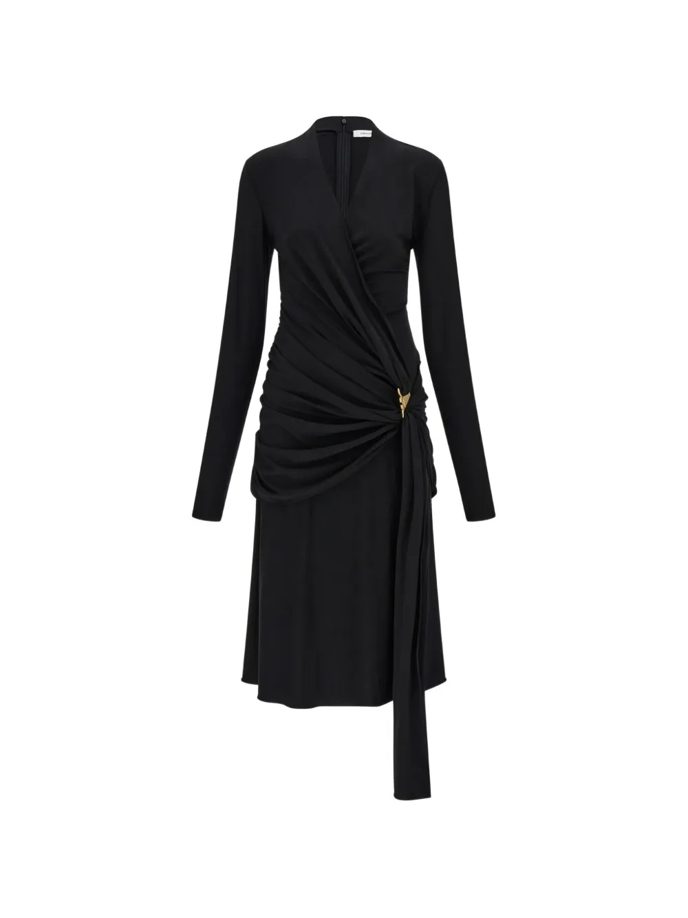 Ferragamo viscose dress with gathered waist - Nero