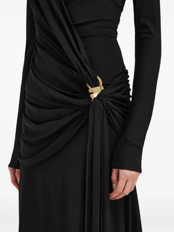 Salvatore Ferragamo ロングワンピース xs Ferragamo Viscose Dress With Gathered Waist | Black | FARFETCH CA