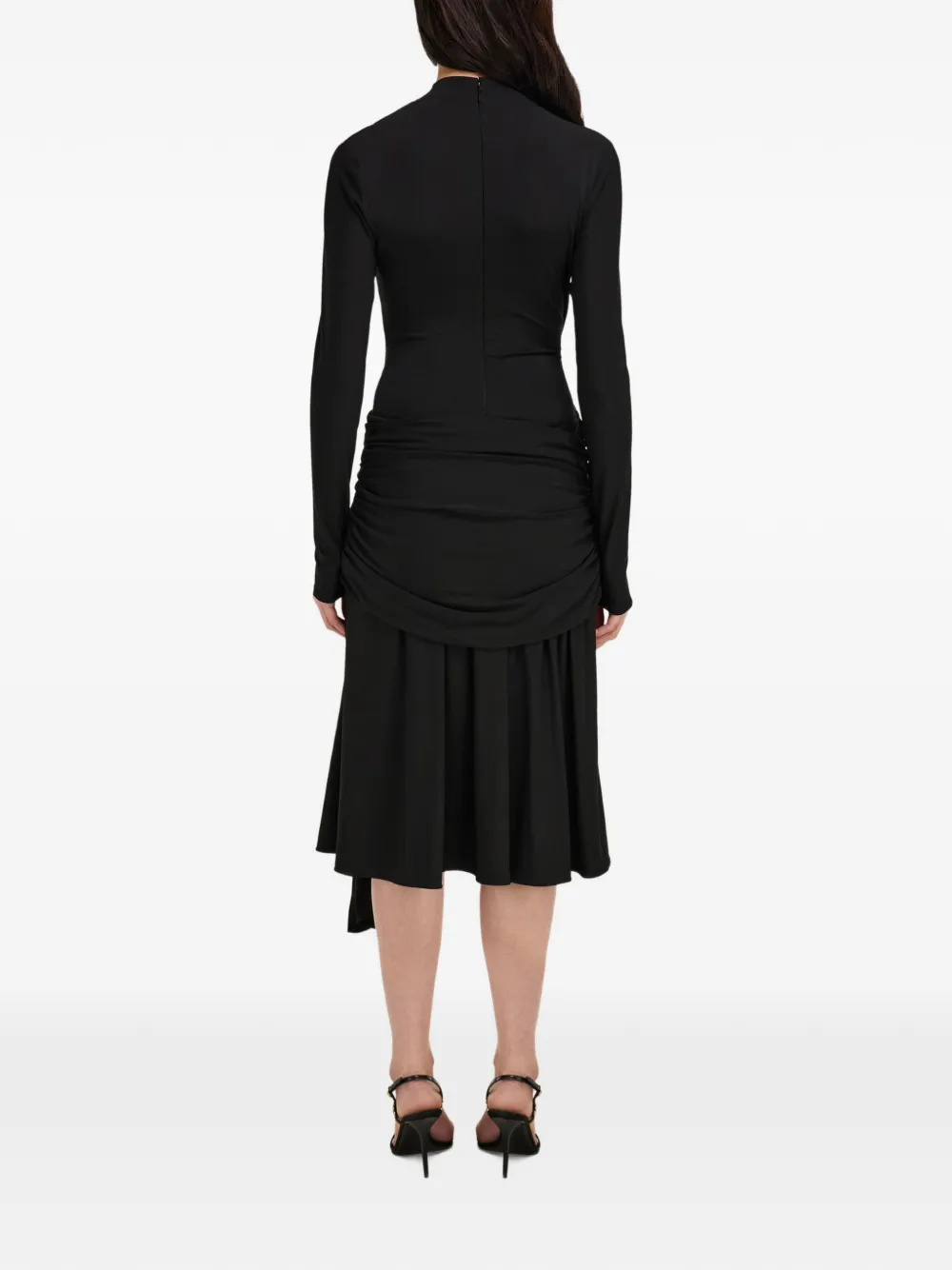 Ferragamo Viscose jurk met gesmockte taille Zwart