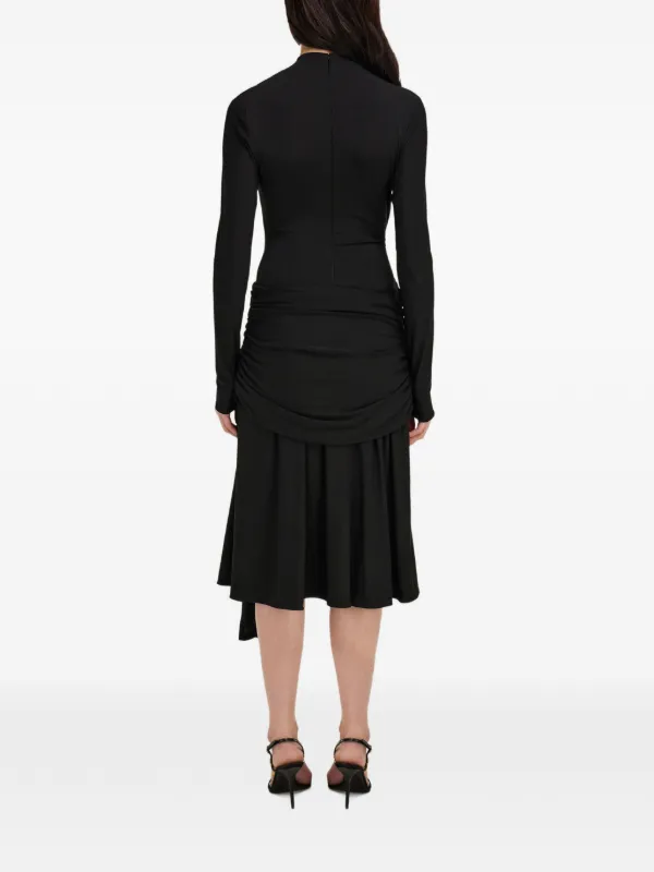 Ferragamo Viscose Dress With Gathered Waist | Black | FARFETCH CA