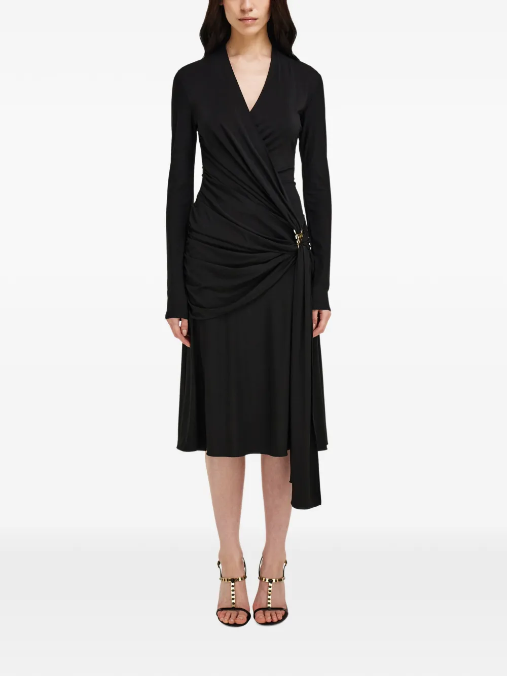 Ferragamo Viscose jurk met gesmockte taille Zwart