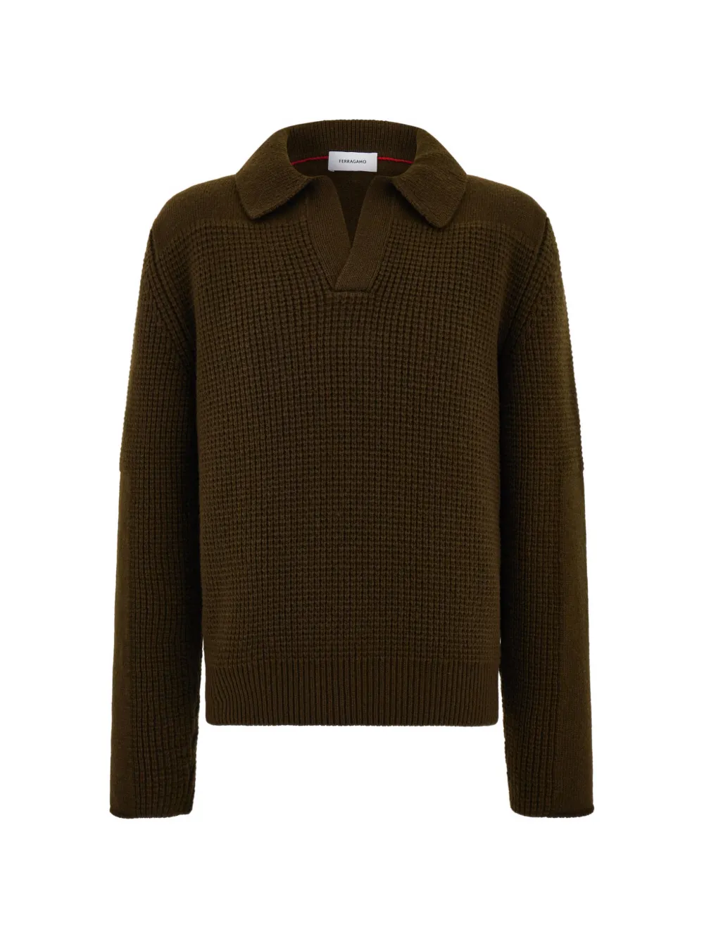 Ferragamo knitted sweater with polo collar - Verde