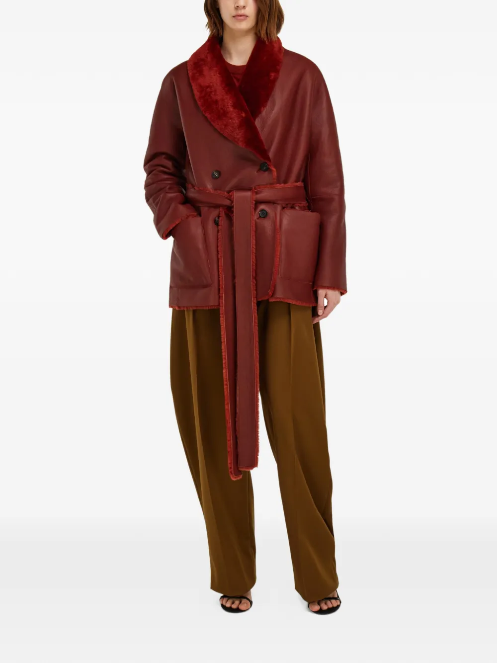 Ferragamo Omkeerbare lammy coat Rood