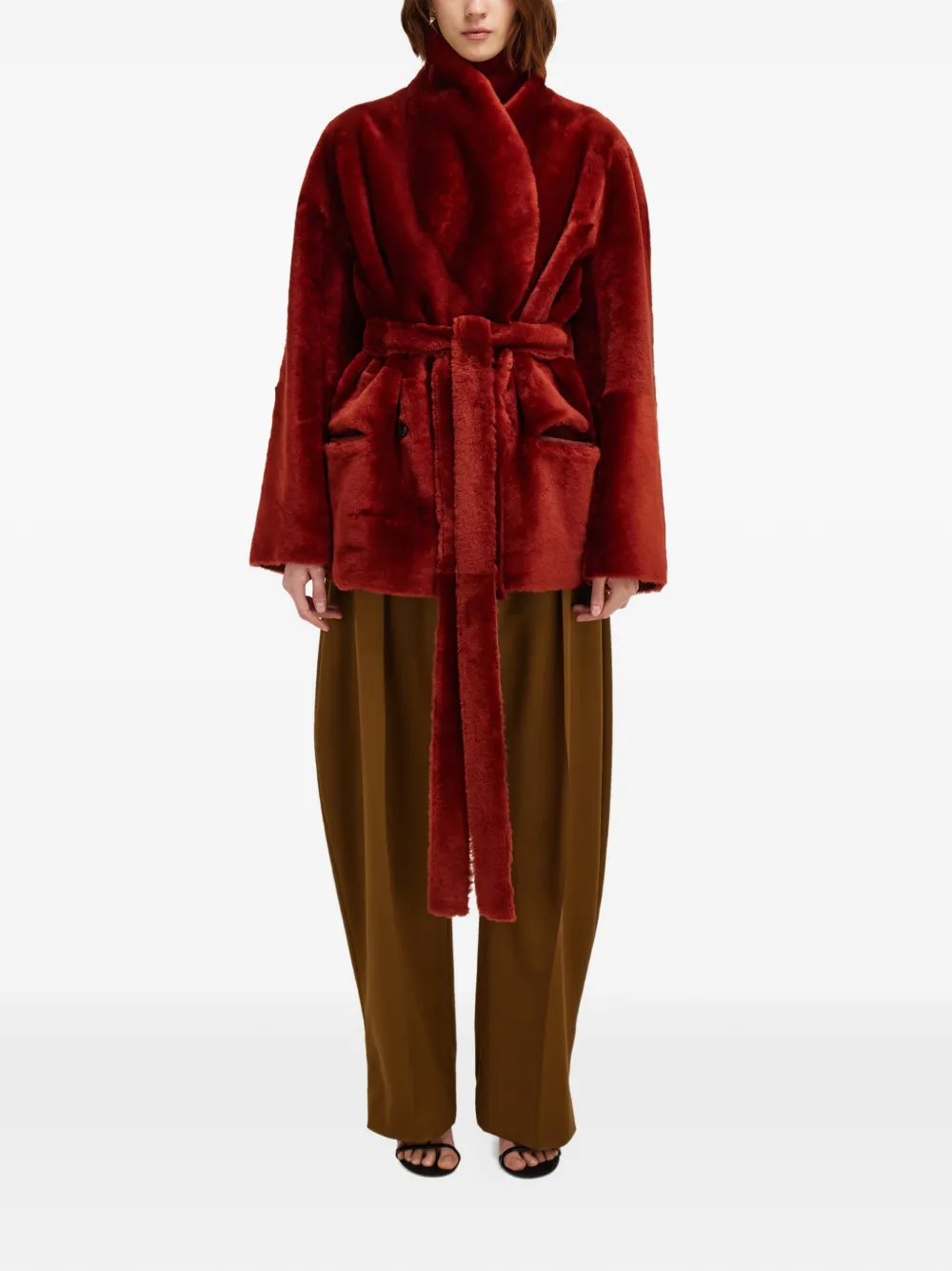 Ferragamo Omkeerbare lammy coat Rood