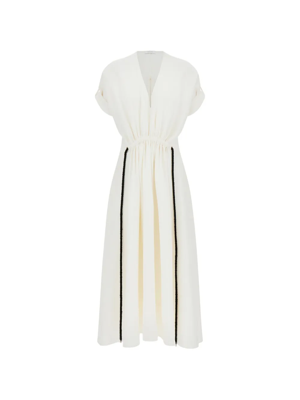 Ferragamo viscose dress with gathered waist - White