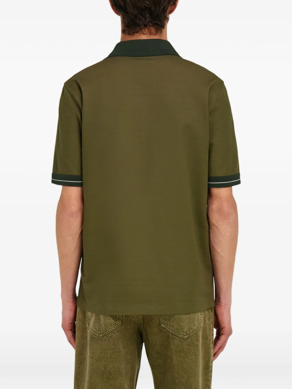 Ferragamo Piqué-weave Contrast-collar Polo Shirt in Green, view 4