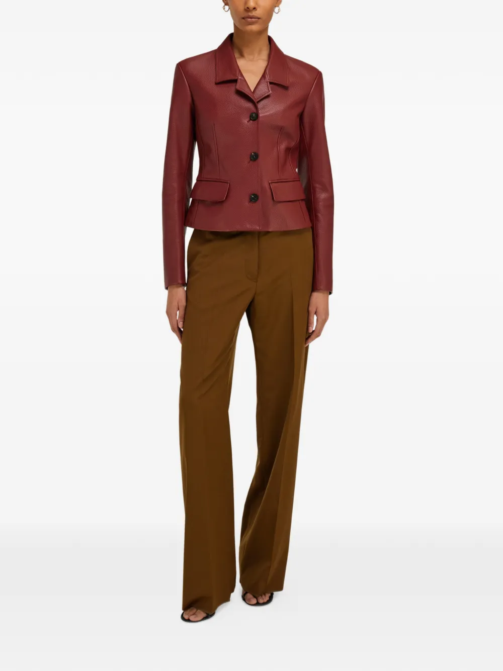 Ferragamo Getailleerd jack van hertenleer Rood