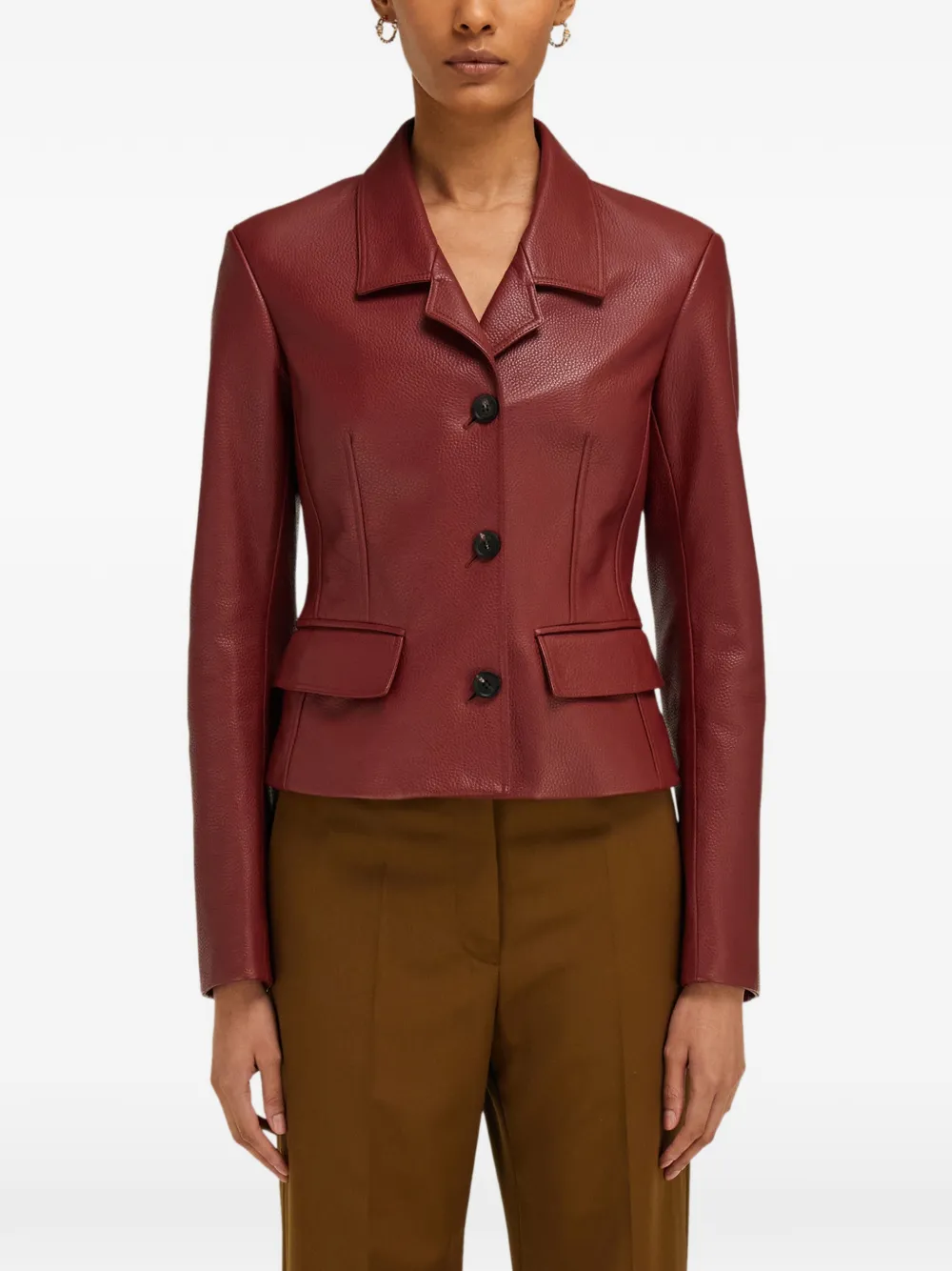 Ferragamo Getailleerd jack van hertenleer Rood