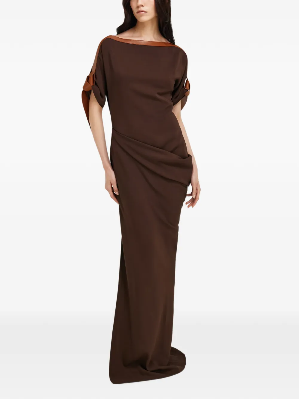 Ferragamo long viscose dress - Brown