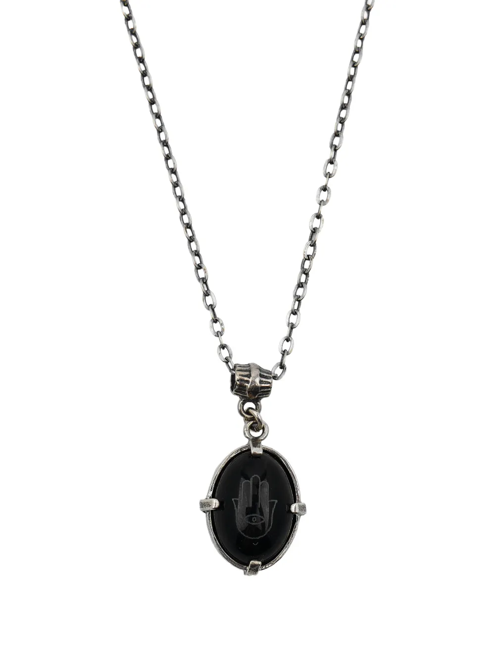 Gem Kingdom engraved onyx necklace - Argento