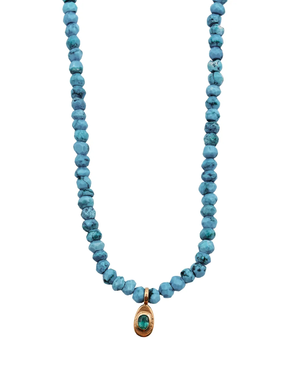 Patricia Arango emerald-pendant bead-chain necklace - Blu
