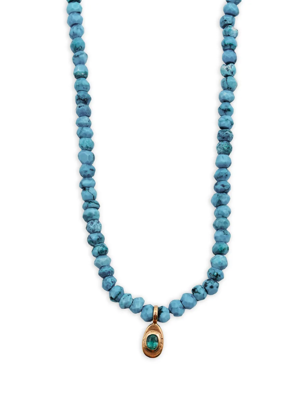 Patricia Arango emerald-pendant bead-chain necklace - Blu