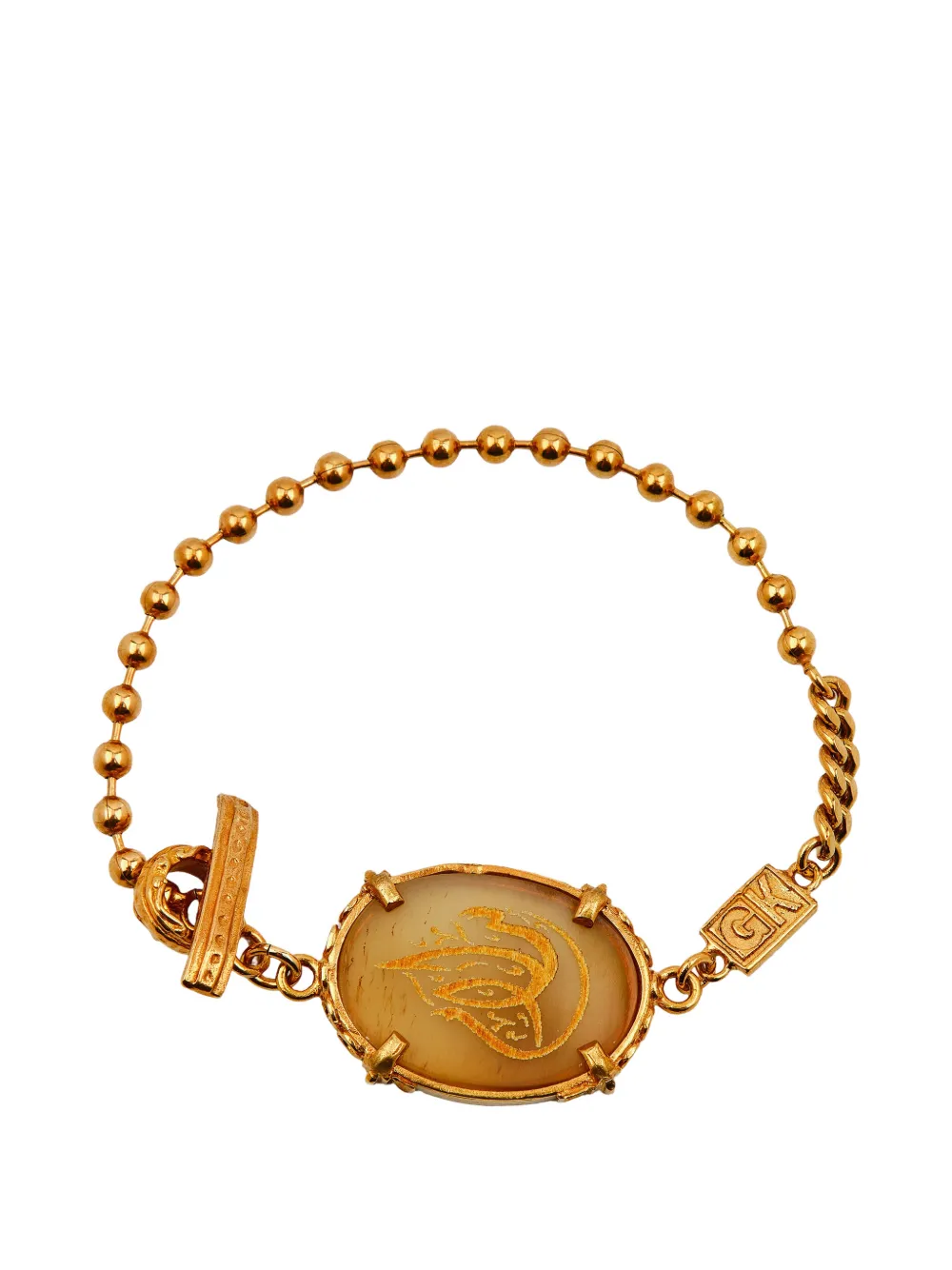 Gem Kingdom peace-engraved horn-pendant bracelet - Oro