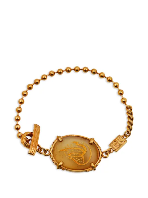 Gem Kingdom peace-engraved horn-pendant bracelet