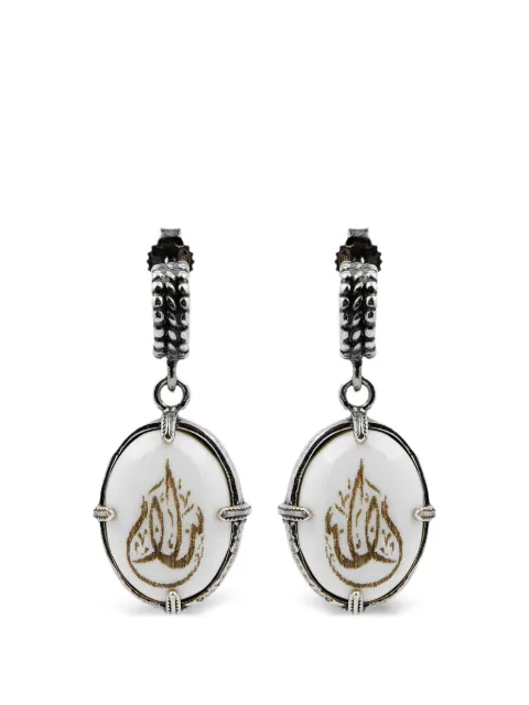 Gem Kingdom aretes con símbolo de la paz grabado