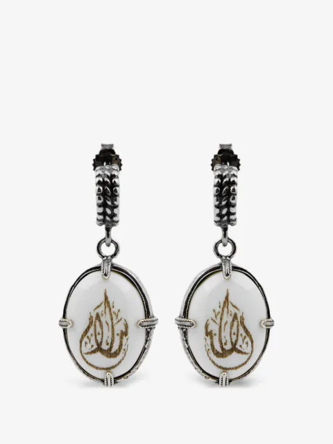 Gem Kingdom boucles d'oreilles en os à motif de paix gravé