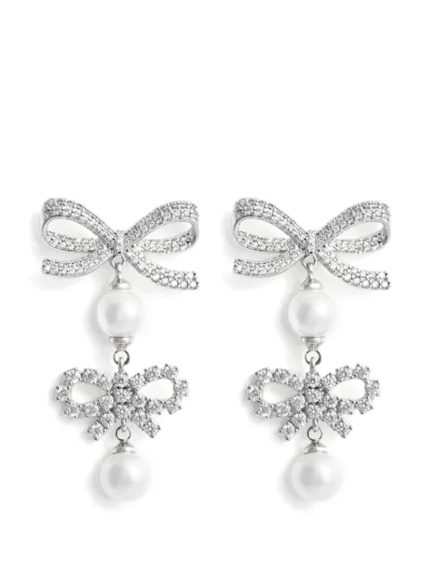 Self-Portrait double-bow pearl earrings