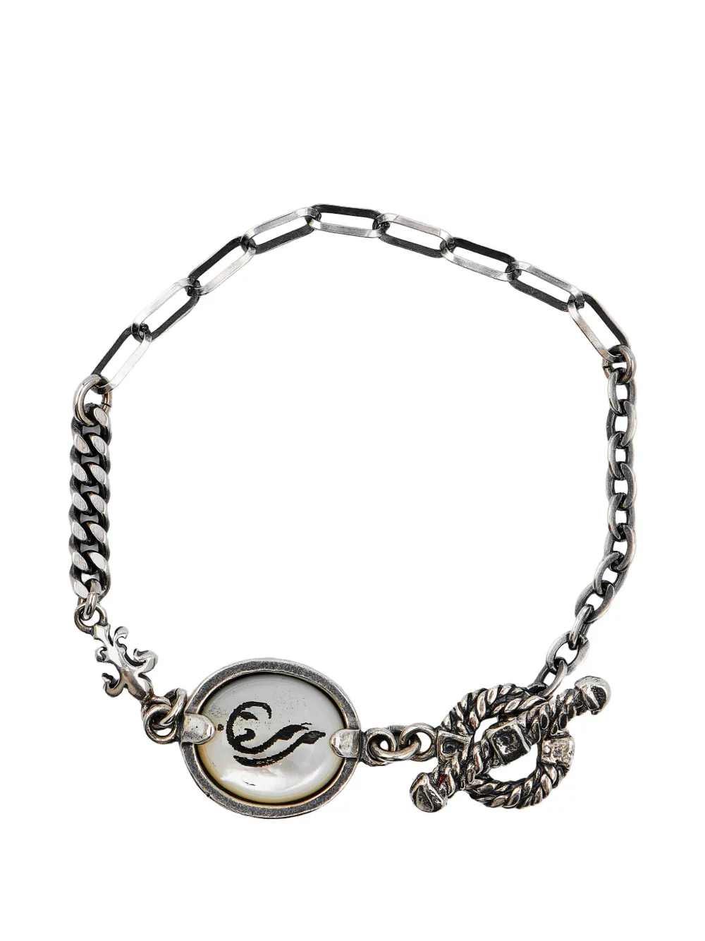 Gem Kingdom Love-engraved onyx-detail bracelet - Argento