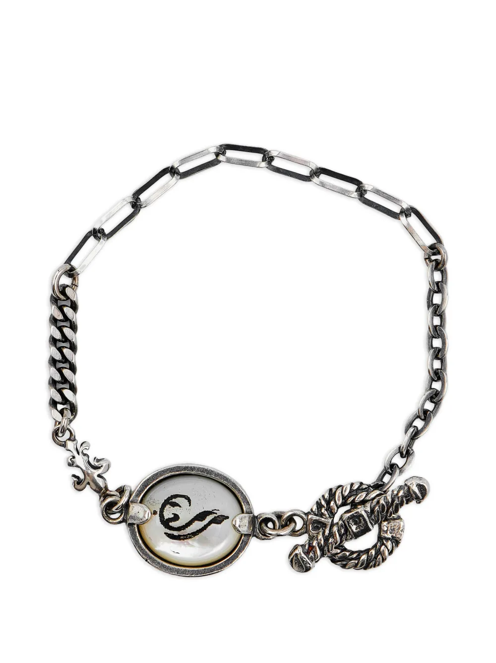 Gem Kingdom Love-engraved onyx-detail bracelet - Argento